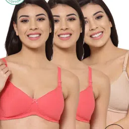 Inner Sense Biege & Pink Full Coverage T-Shirt Bra - Pack of 3-picture-20