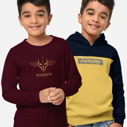 HELLCAT Maroon & Yellow Printed Full Sleeves T-Shirt (Pack Of 2)-picture-40