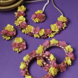 Zeneme Beaded Gota Patti Haldi Mehendi Jewellery Set-2