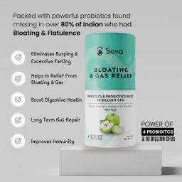 Sova Health Bloating & Gas Relief | CFU Probiotics & Peppermint for Bloating Powder - 10Bn image 2