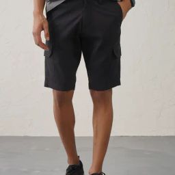 MinusOne Black Slim Fit Cargo Shorts-image-37