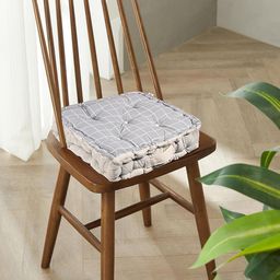 Kuber Industries Grey 2 Pieces Checked Cotton Chair Pads-15