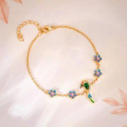 GIVA 925 Silver Golden Bird Amidst Flowers Bracelet for Women-image-23