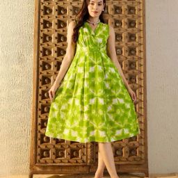 Mabish By Sonal Jain Green Printed A-Line Dress-picture-28