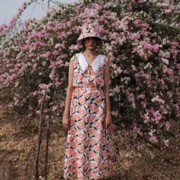 Khajoor Studio White & Pink Bageecha Eva Vintage Maxi Skirt-image-63
