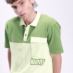 Kook N Keech Marvel Men Colourblocked Polo Collar Oversized T-shirt-image-31