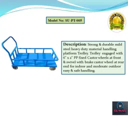 SUWAS TROLLEY STORE Mild Steel/Iron Platform Trolley with 1000 Kg Loading Capacity SU-PT-005 image 2