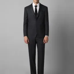 Louis Philippe Black Slim Fit Textured Two Piece Suit-image-88