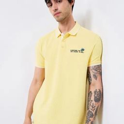 Spykar Men Yellow Slim Fit Solid Half Sleeve Casual T-Shirt-image-11