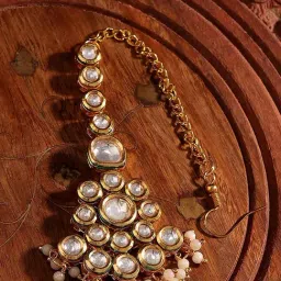 Priyaasi Gold Kundan Studded & Pearl Beaded Floral Design Maang Tikka-22
