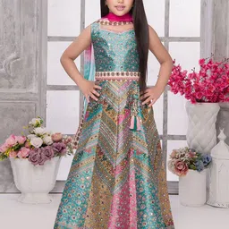 BAESD Girls Printed Beads and Stones Ready to Wear Lehenga & Blouse With Dupatta-picture-48