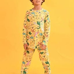 Anthrilo Kids Yellow Cotton Printed Full Sleeves T-Shirt & Trouser-picture-32