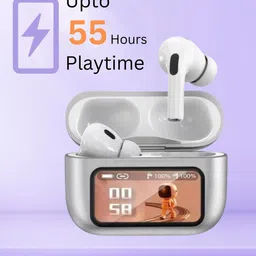 zusix Silver Earbuds with Dual ENC & Digital Display image 5