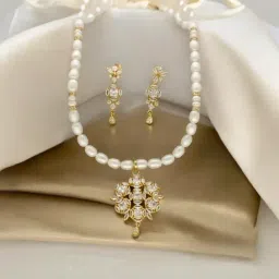 Sri Jagdamba Pearls Meena Pearl Necklace Set-image-37