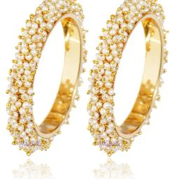 YouBella Gold Plated & Pearl Stylish Traditional Bangle Set-image-89