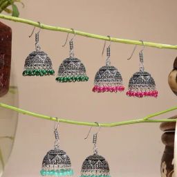 NVR Multi Oxidized Jhumki Earrings Set of 3-15