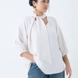 Gia by Westside White Scarf-Detailed Top-picture-40