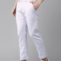 Blackberrys Men Blue Solid B-95 Slim Fit Low-Rise Trousers-image-24