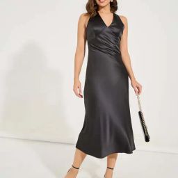 Styli Black A-Line Dress-image-75
