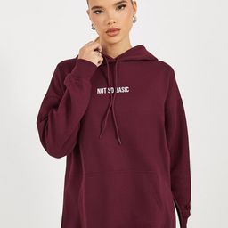 Styli Women Oversized Fit Longline Slogan Hoodie With Side Slit-image-66