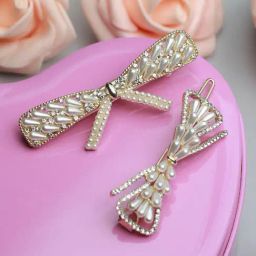 Prita by Priyaasi White Pearl Studded Bow Hair Pin-image-55