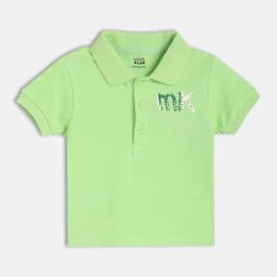 MINIKLUB Green Cotton Half Sleeves Polo T-Shirt-image-90