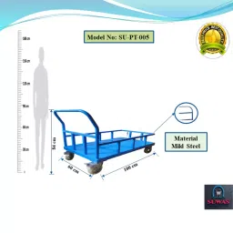 SUWAS TROLLEY STORE Mild Steel/Iron Platform Trolley with 1000 Kg Loading Capacity SU-PT-005 image 3