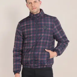 U.S. Polo Assn. Maroon & Navy Regular Fit Check Reversible Jacket-picture-31