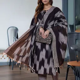 Anni Designer Women Abstract Printed Straight Kurta with Trousers & Dupatta-19