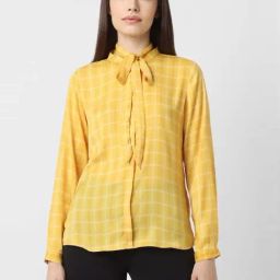 Van Heusen Yellow Chequered Formal Shirt-image-31