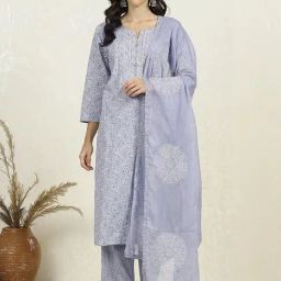 Biba Blue Printed Unstitched Dress Material-image-26