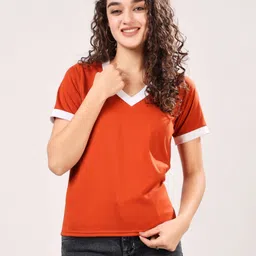 TQH Women V-Neck Pockets T-shirt-picture-21
