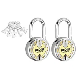ALONE LOCKS Round 65 mm Alloy Steel ‎Antique 12 Same Keys Double Locking Padlock (Pack of 2)-42