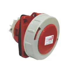 Aseco 63A 3 Pin Industrial Panel Mounting Socket Angled ASP603-23