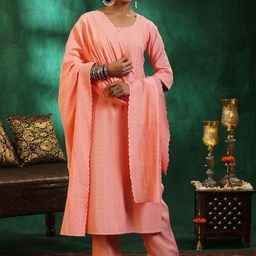 Libas Women Ethnic Motifs Embroidered Regular Sequinned Kurta with Palazzos & With Dupatta image 2