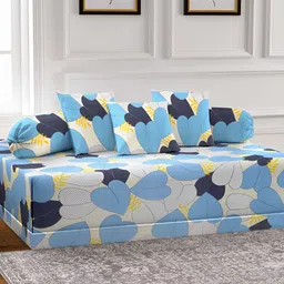 Arrabi 6-Pcs Blue & Black Printed Diwan Set-15