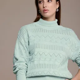 French Connection Turtle Neck Pure Cotton Knitted Sweater-image-97