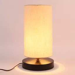 Tucasa TC-13 27.94 cm (11 Inch) Off white Print Table Lamp with Metal Base-33