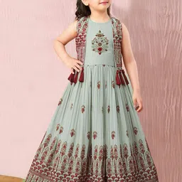 White Button Girls Embroidered Maxi Dress-image-85