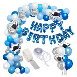 Bubble Trouble Happy Birthday Decorations Kit for Boys Blue White - Pack of 50-25