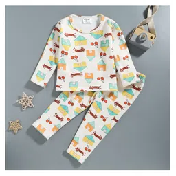 Kookie Kids Full Sleeves Winter Night Suit House & Reindeer Print - Multicolor-picture-16