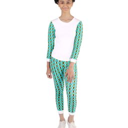 D'chica Thermal Full Sleeves Bees Print And Top And Bottom Set - Blue White-image-43