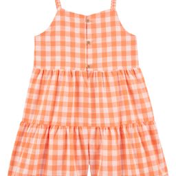 Carter's Sleeveless Checked Jumpsuit- Orange-image-11