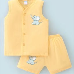 Tango Single Jersey Knit Sleeveless Shorts Night Suit Elephant Print - Yellow-image-19