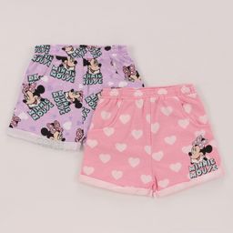 Babyhug Disney Terry Cotton Knit Shorts With Minnie Mouse Print Pack Of 2 - Purple & Pink-image-38