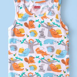 Babyhug 100% Cotton Knit Sleevless Sando Animal Print - Multicolour-image-53