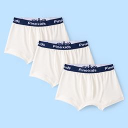 Pine Kids Cotton Lycra Solid Trunks Pack of 3 - White-image-48