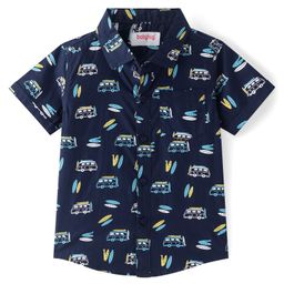 Babyhug Cotton Woven Half Sleeves Shirt With Vehicles Print - Blue-image-59