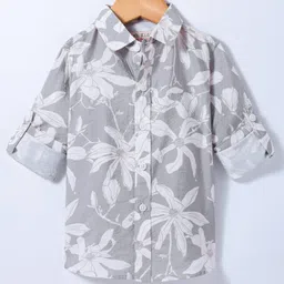 JASH KIDS Cotton Knit Full Sleeves Shirt with Floral Print - Grey-picture-9