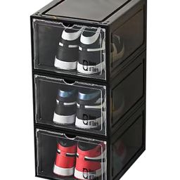 House of Quirk large storage box with magnetic suctin door for shoes Pack of 3 Black-image-62